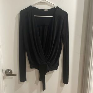 Free people intimately black slinky bodysuit with thong clasps